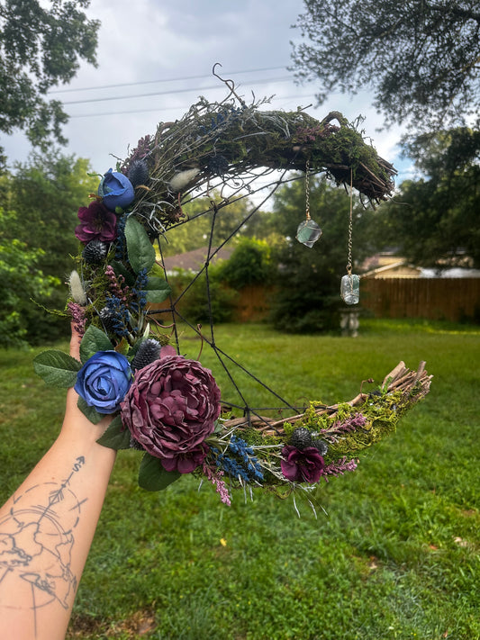 Crescent Moon Wreath - Purple/Blue