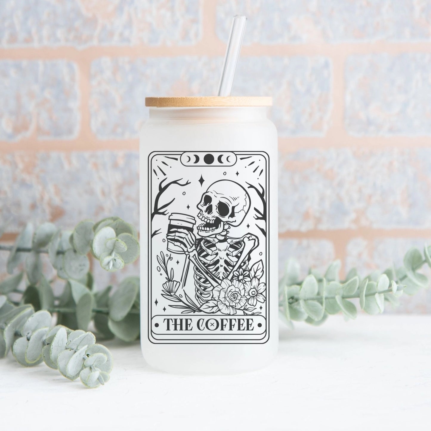 The Coffee Skull Tarot Card Libbey Beer Glass Cup