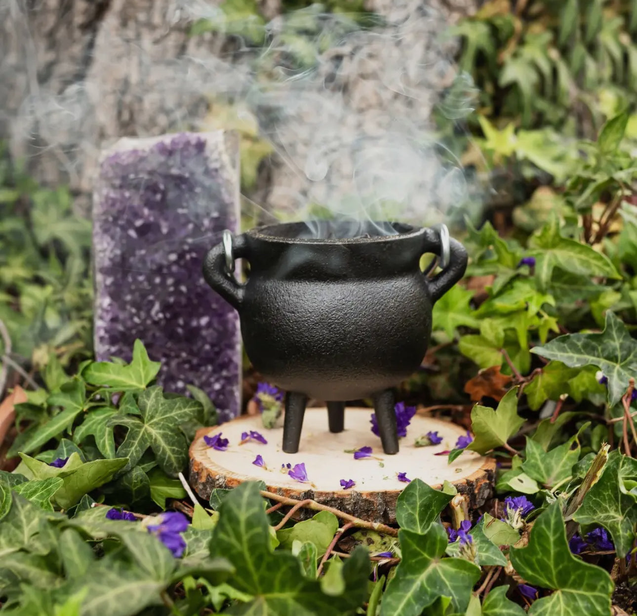 Triquertra Cast Iron Cauldron with Lid