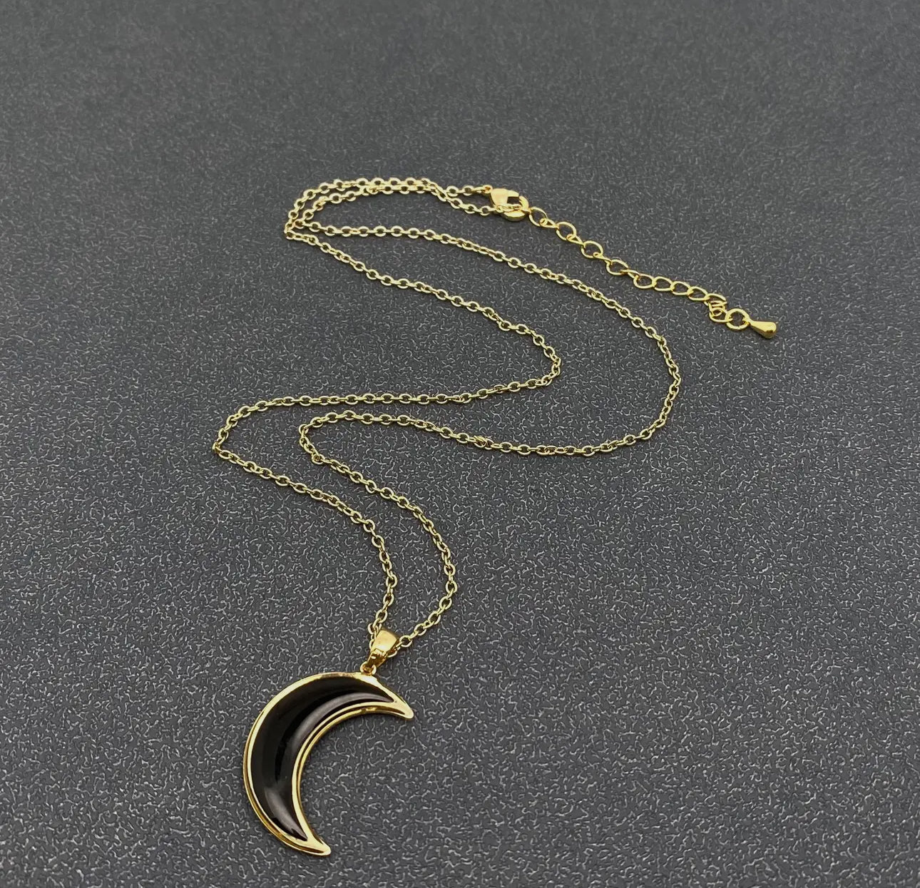 Dried Flower Crescent Moon Necklace