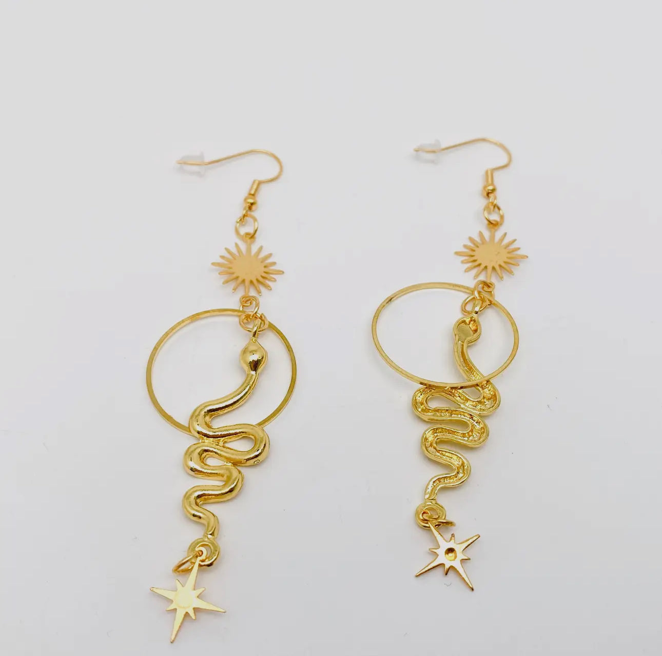 Gold Boho Snake Earrings