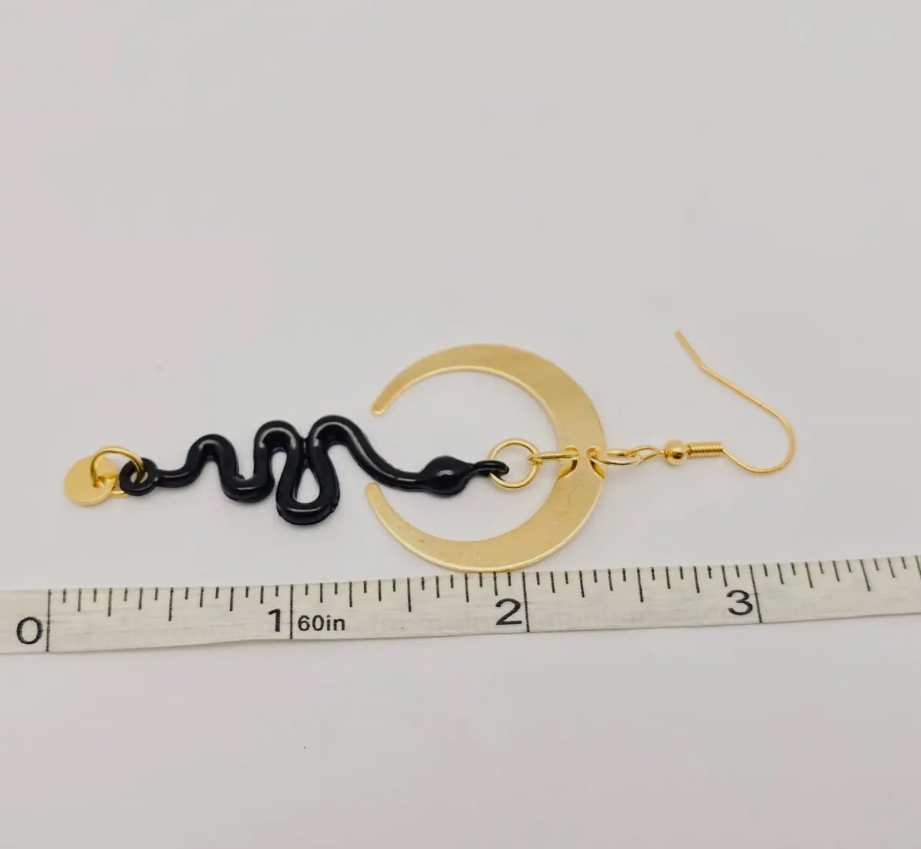 Black Snake Crescent Earrings