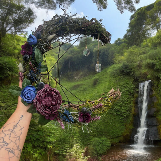 Crescent Moon Wreath - Purple/Blue