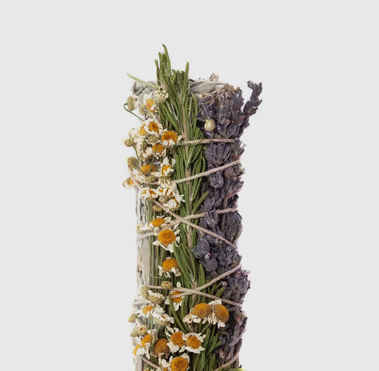Lavender, Rosemary, and Chamomile Wrapped 8" Sage Bundle