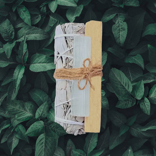 White Sage, Selenite Wand, Palo Santo Bundle